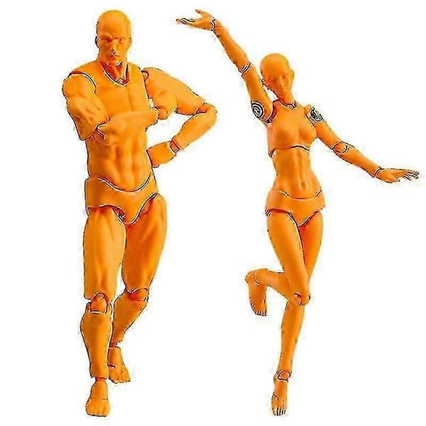 Action Figur Krop Kun & Chan 2 Stk Tegne Mannequin Sæt Pvc Flytbar Action Model Skrivebordsindretning Til