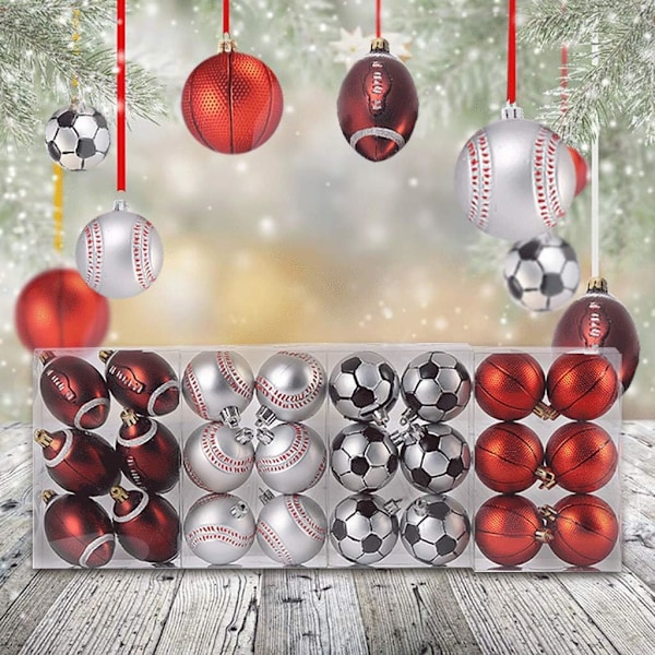 ##/6 st julgranskulor, 6 cm, baseboll##/