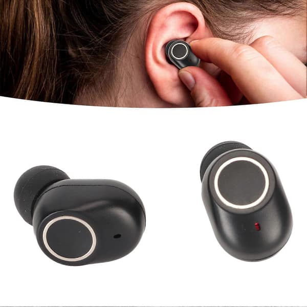 Bluetooth Ørepropper Stereo IPX7 Vanntett Tung Bass Trådløse Øretelefoner med Speil Digital Skjerm Ladeetui Grå
