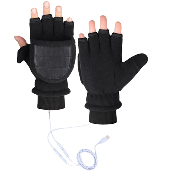 ##/Black USB double-sided electric heating gloves##/