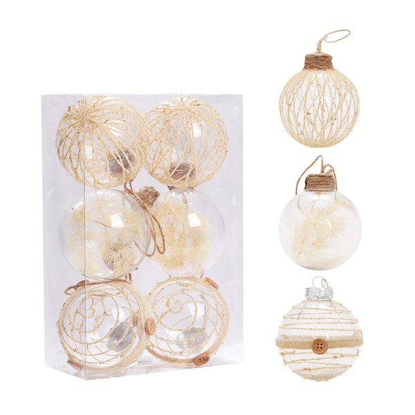 16 stk. PET transparent julekugle til planter, 8 cm