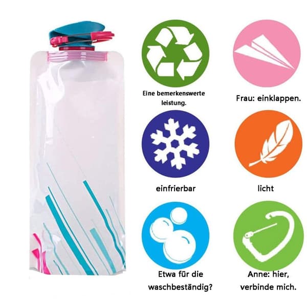 ##/Dunk 3-delars portabel hopfällbar vattenflaska set återanvändbar##/