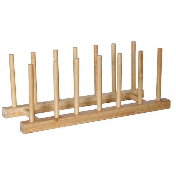 Köksförvaringsställ Bambu Halkfri Platt Tallrik Grytlock Disk Skål Torkställ Organisation Skärbräda Dräneringsställ E