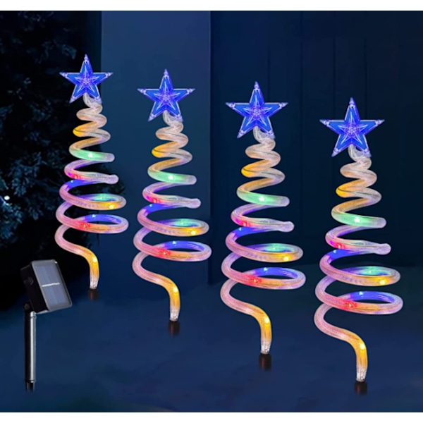 ##/Sæt af 4 Spiral Juletræsti-lys med 40 LED til udendørs##/