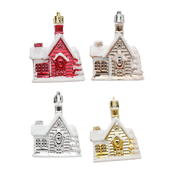 ##/16-pakks julepynt små hus juletre anheng##/