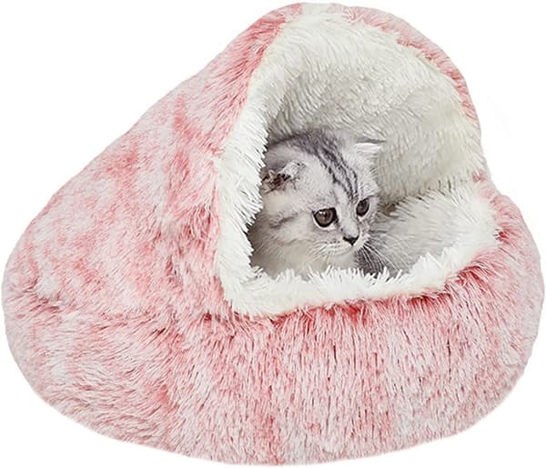 1 Stycke (Rosa, 50cm) Grottbädd för Hundar och Katter, Anti-Stress Liten