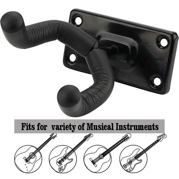 Gitarr Vägghängare [3-pack] Halkfri Metall Gitarrkrok för Akustisk Elektronisk Klassisk Bas eller Ukulele Gitarr i Vardagsrum/Studio/Showroom