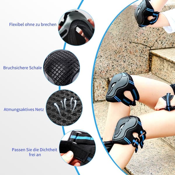 ##/S, Skyddssats 6 i 1 armbågsskydd handledsskydd, professionella knäskydd##/
