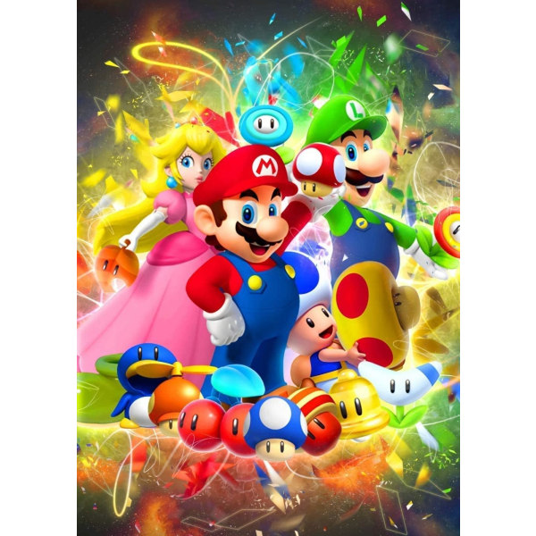 30x40cm, Super Mario 5d diamantmalt rhinestone broderiboks