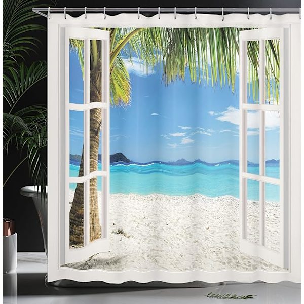Dusjforheng i polyester (180*200cm), Palm Beach Tropisk
