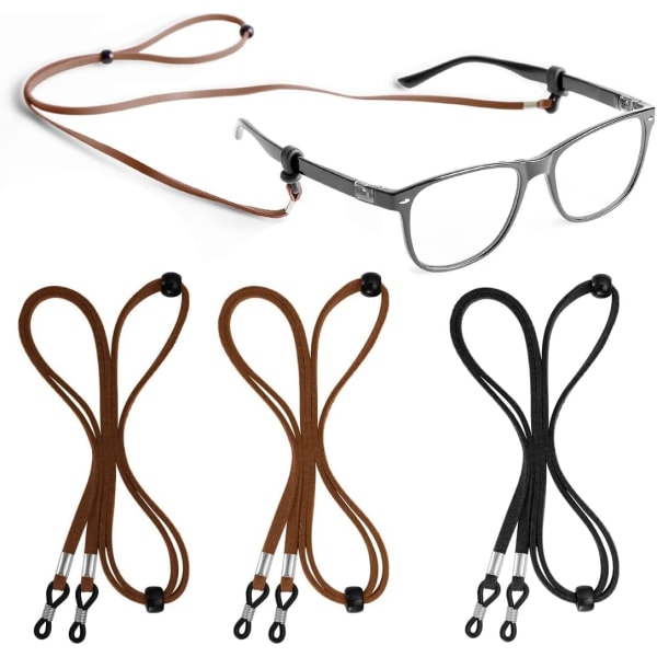 3 stycken glasögonband i konstläder för glasögon, herr