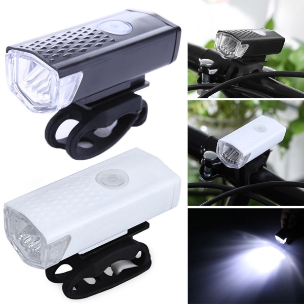 One piece black bicycle headlight USB rechargeable super bright