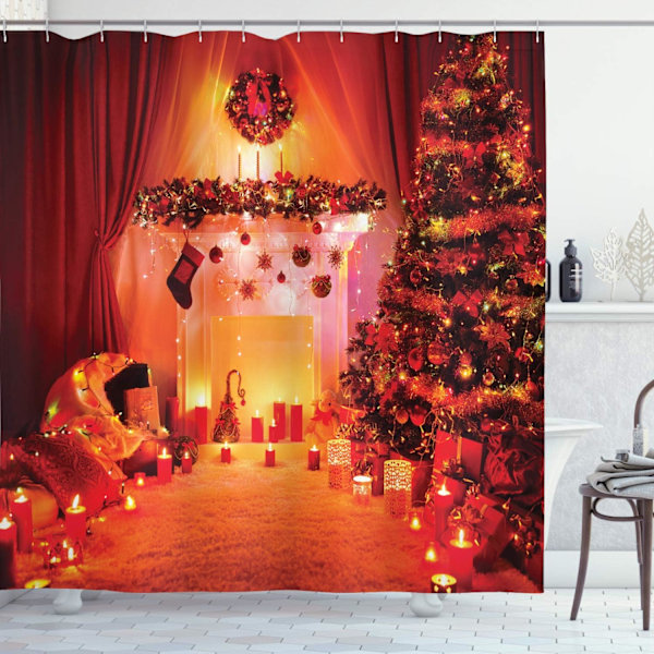 ##/Duschdraperi med jultema, Nyårsdesign, Tyg Badrumsdekoration S##/