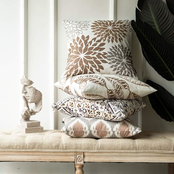 ##/Stykke Dekorativ Putetrekk, Blå og Svart, 45x45cm, Kaffe##/