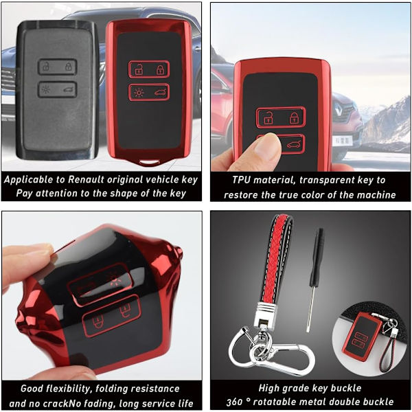 /#/Dongfeng Rena -painikkeilla yhteensopiva autoavaimen kuoripakkaus/#/