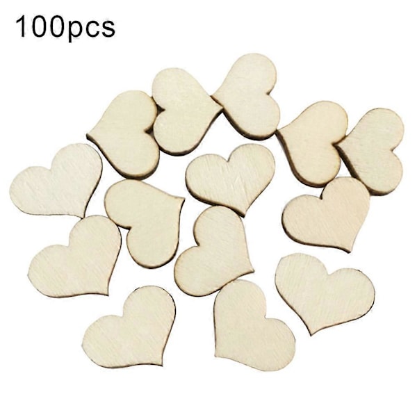 100 st Hjärtformade Träknappar Rustik Sömnad Bröllop Bordsdekoration 17mm