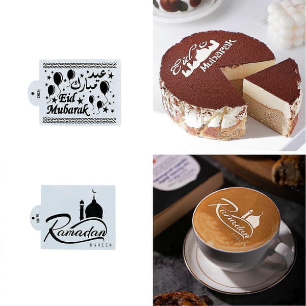 JiKaiX Kakstenciler Återanvändbara Bakdekoreringsverktyg DIY Spraymålningsmall för Fondant Sockerpasta Kaffe E