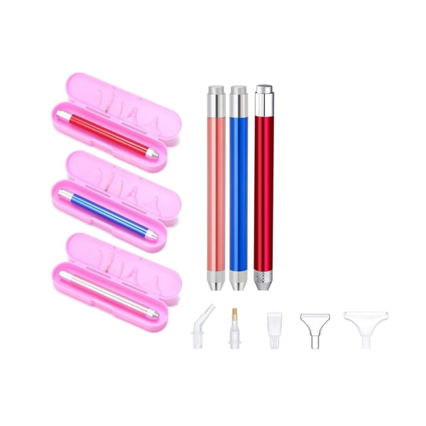 3 stk. LED Diamantmaling Borpen 5D Lysende Diamantmaling