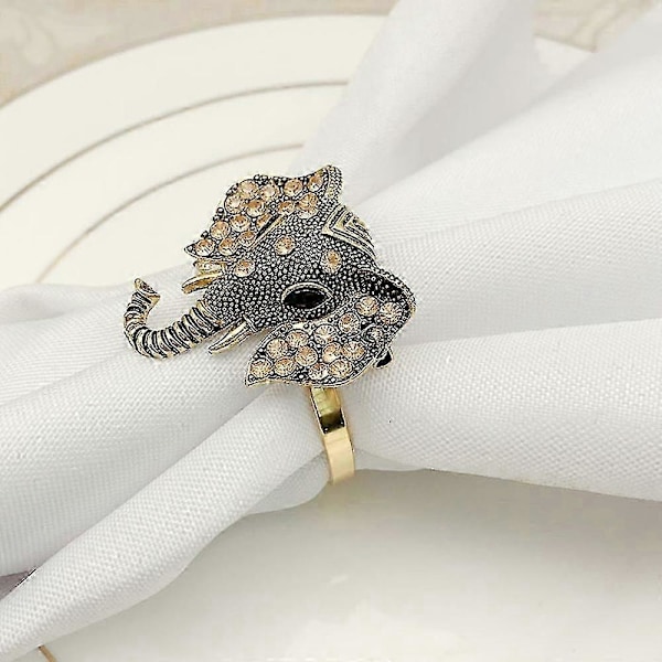 12 stk./sæt Vintage Elefant Servietspænde Diamant Dyr Servietring Servietringholder Bryllupsfest