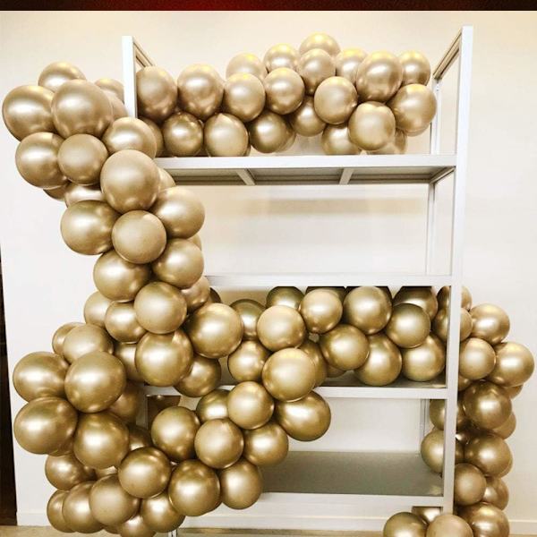 Festballonger 50 st 12 tum Guld Metallic Krom Helium Glansiga