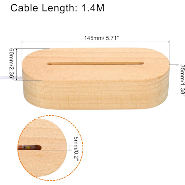 Trä LED Ljusbas Stativ, 2 Pack Oval Trä 95 x 5 mm
