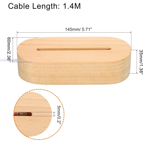 Tre LED Lysbase Stativ, 2 Pakker Oval Tre 95 x 5 mm