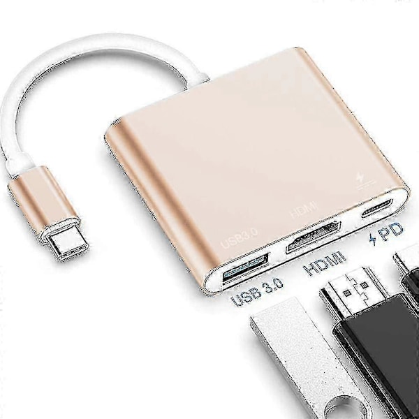 Typ C-adapter, USB 3.1-hubb (USB-C Thunderbolt 3-portkompatibel) till USB 3.0 HDMI