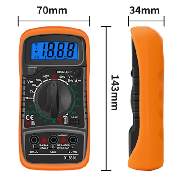 ##/Digitalt LCD-multimeter, Høy kvalitet Voltmeter Amperemeter Ohm##/