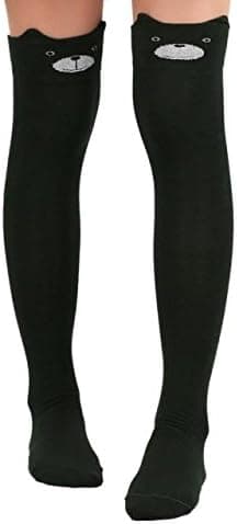 ##/Cartoon Damsockor för kvinnor - Mörkgrå, Långa Sockor, Knähöga##/