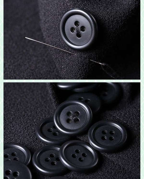 Pakke med 200 x Sorte Harpiks 20mm Runde Knapper med 4 Huller
