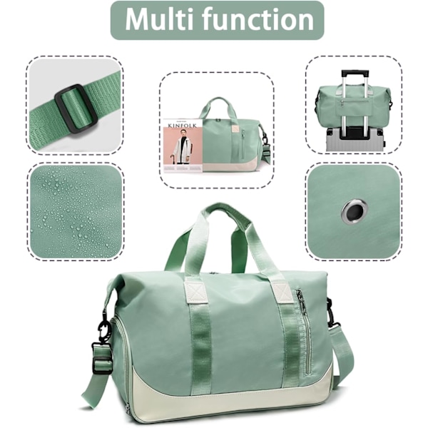 Duffelbag for menn og kvinner - grønn - med skoskap og
