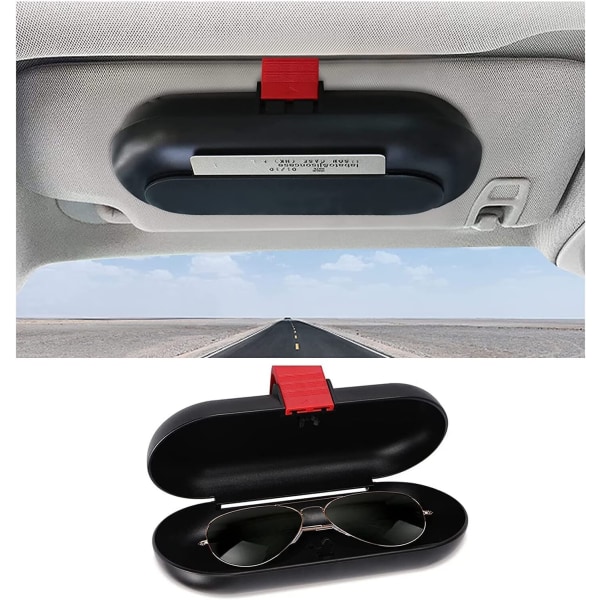 Black Car Glasses Case, Extendable Sun Visor Sunglasses Holder,