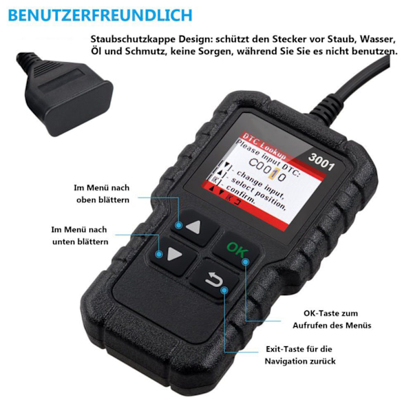 OBD2 diagnostisk enhet fordonsfelkodläsare multifunktionell skanner