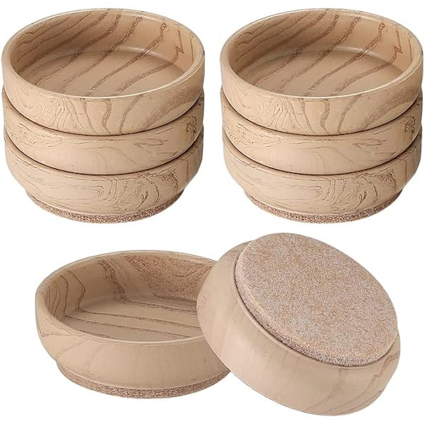 Set med 8 Träimitation ID Stolsbenskydd (6cm), Stolshatt, Ch