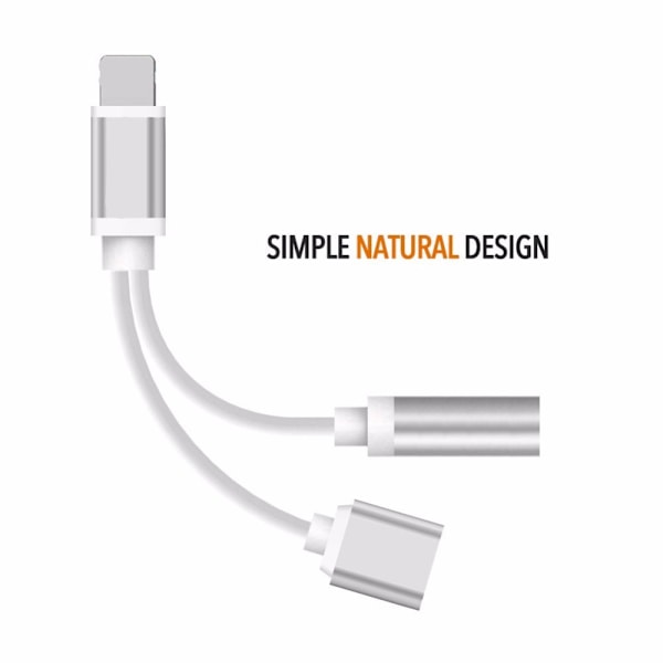 /#/Silver Lightning Adapter, 3.5mm Laddning och Synk Y-Kabel/#/