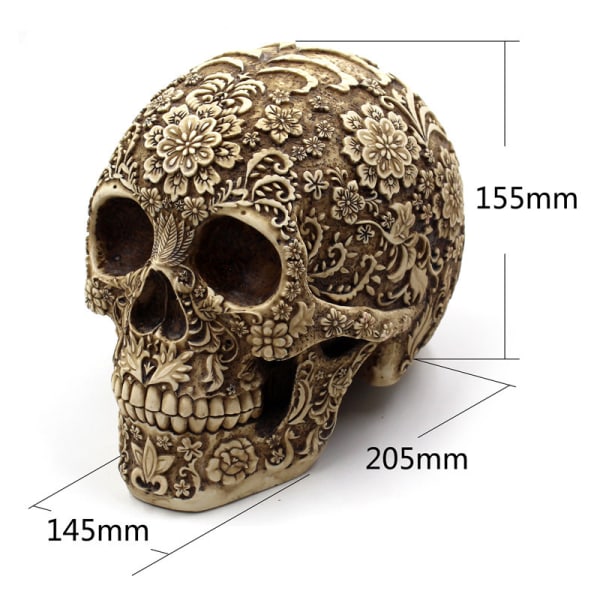 Creative Skull Flowers Sculpture 8.1'' Human Head Skeleton S