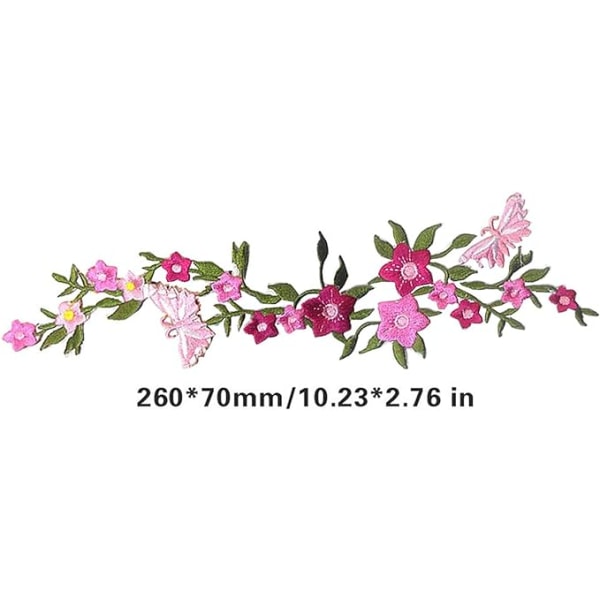 2 st, Nya Fjärilsblommor Broderade Lappar, Blommig Spets Tyg