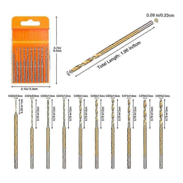 Mini Twist Borr Set, 0.6mm-2.2mm, HSS 2.35mm Skaft Titanbelagd Liten Borr Hålborrning