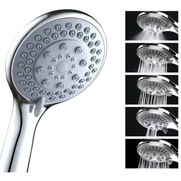 Högtryckshanddusch med 5 Sprayinställningar, Kraftfull Duschs