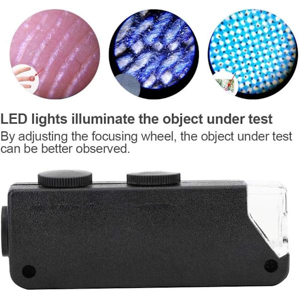 60-100X Justerbar LED-belyst Mikroskop Håndholdt Forstørrelsesglas