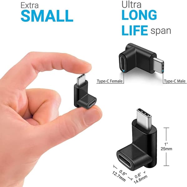 2 kpl USB-C tyypin C uros-naaraskytkin 90 asteen kulmassa ylöspäin