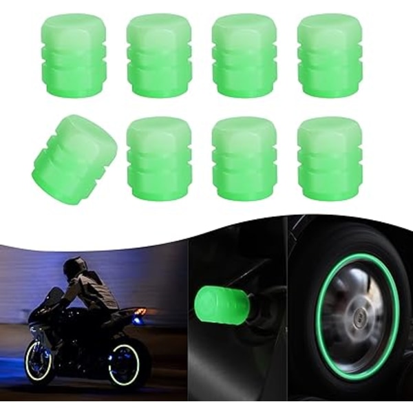 /#/Fluorescerande däckventilhattar (gröna), 8 st Luminous Universal Dustp/#/