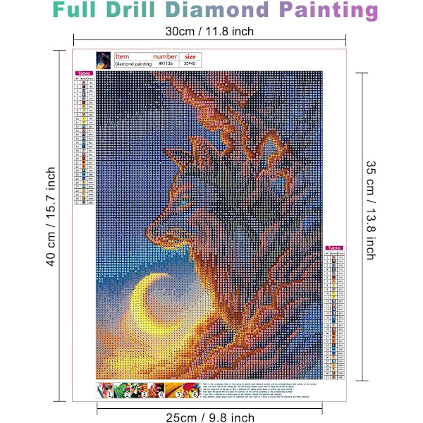 ##/5D Diamantmålning-DIY-30x40cm-Månskenets Varghövding##/