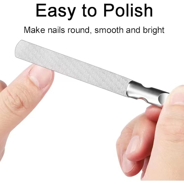 Nagelfil av rostfritt stål, dubbelsidig metallbuffert