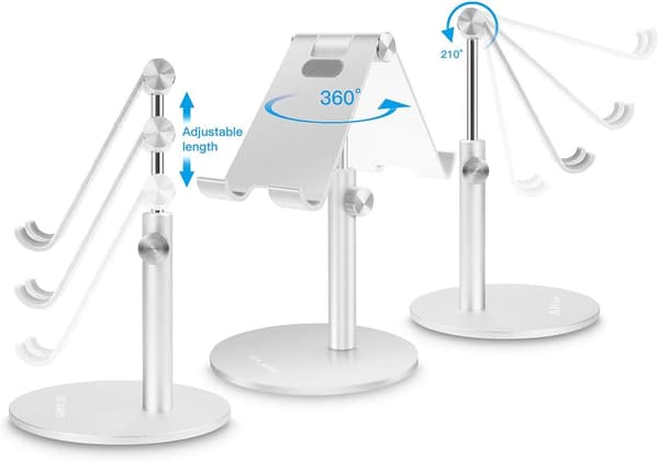 Universal Justerbar Tablet/Telefon Stativ i Aluminium, iPad 2018 Pro