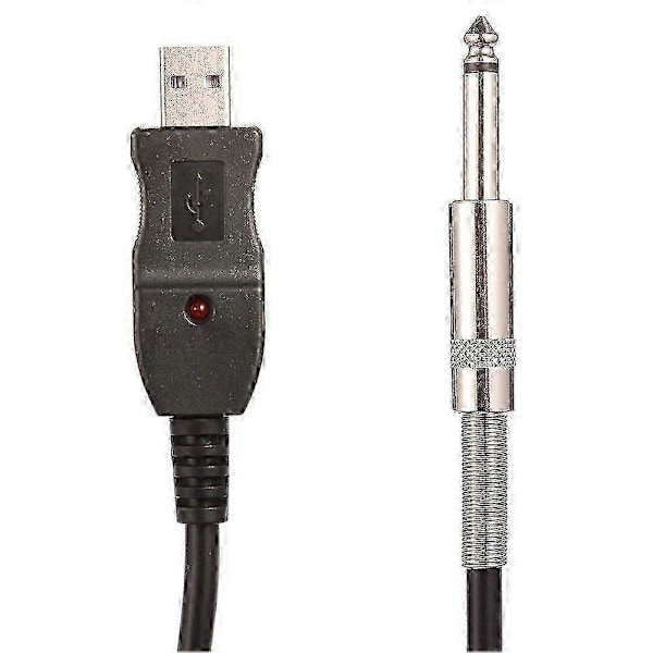 Gitarr till PC USB Inspelningskabel Adapter Konverter Anslutningsgränssnitt 6,5mm