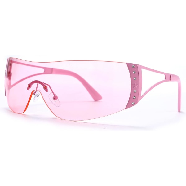 Wrap Around Y2K Solglasögon för Kvinnor Män Shield Flat Top Sunglas