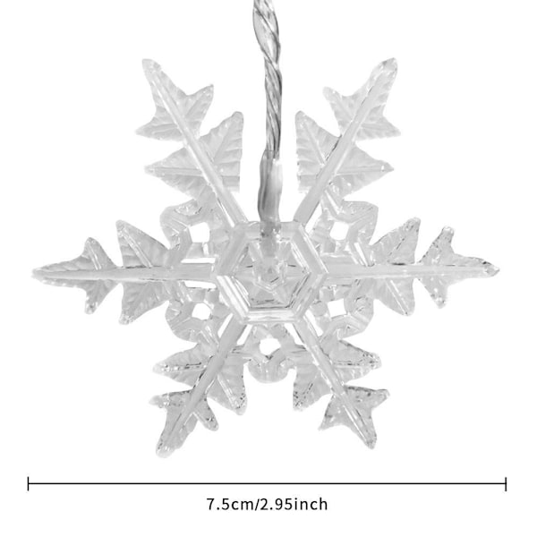 LED-ljusslinga med snöflingor för gardiner