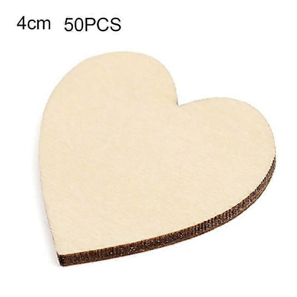 50 stk. Hjerteformede trefigurer til oppheng, DIY, enkel dekorasjon 4cm or 1.57 Inch