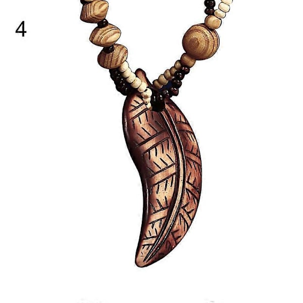 Boho Dam Elefant Delfin Fisk Djur Löv Hänge Pärlstav Trä Långt Halsband 4